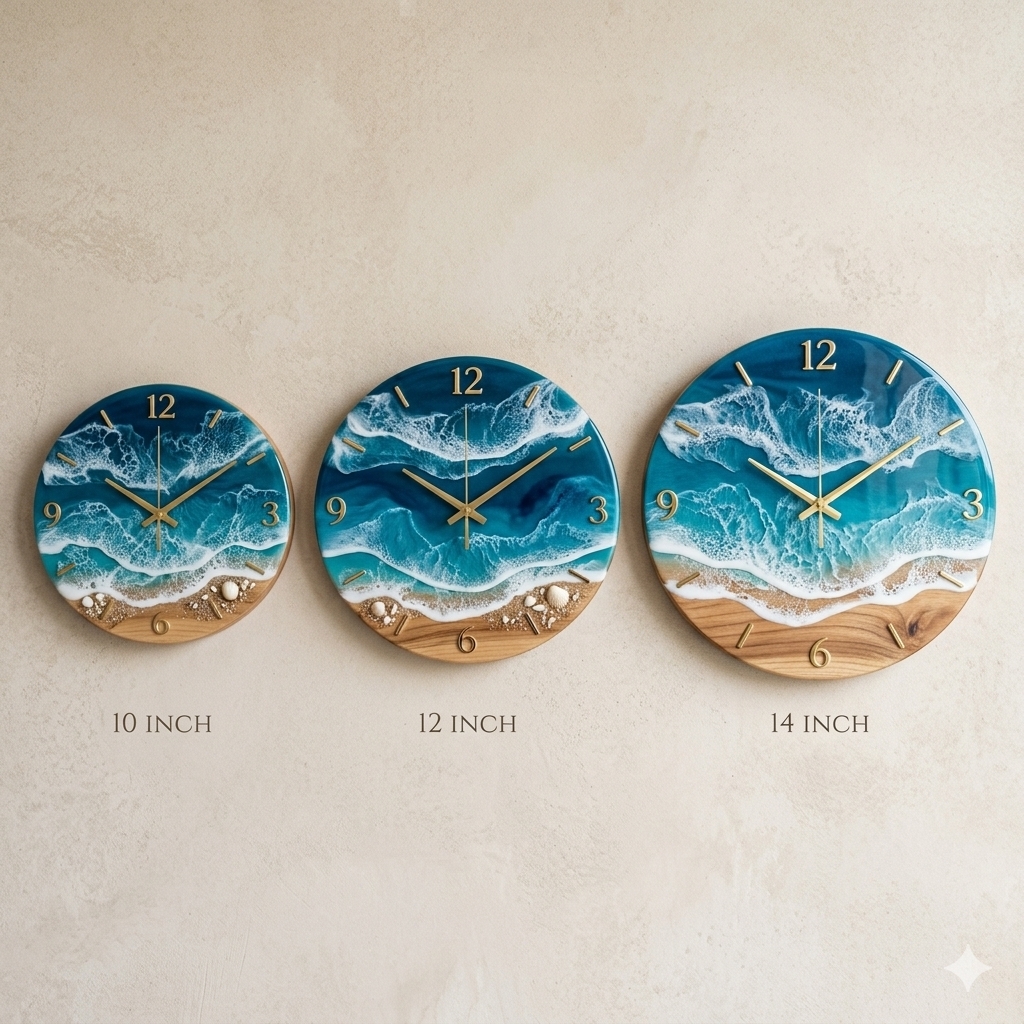 Ocean Art Resin Wall Clock